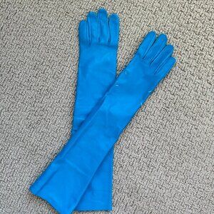 New Womens Maison Margiela Leather Blue Gloves Size S
